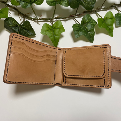 二つ折り財布 財布 レザークラフト ヌメ革 留め具 二つ折り財布