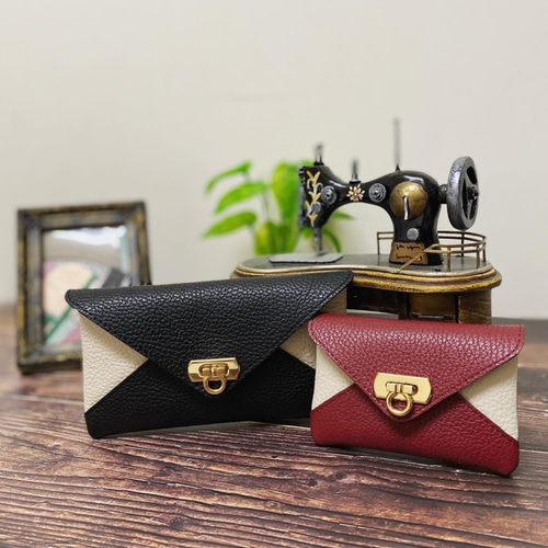 はがきみたいなオコシ金具の長財布＊イタリアンレザー＊日本製