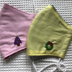 【受注製作】刺繍入り立体マスク☆クリスマス 3枚目の画像