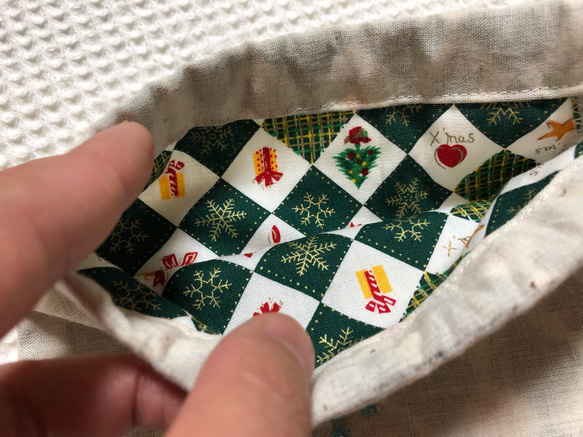 刺繍の巾着ポーチ☆クリスマス 3枚目の画像