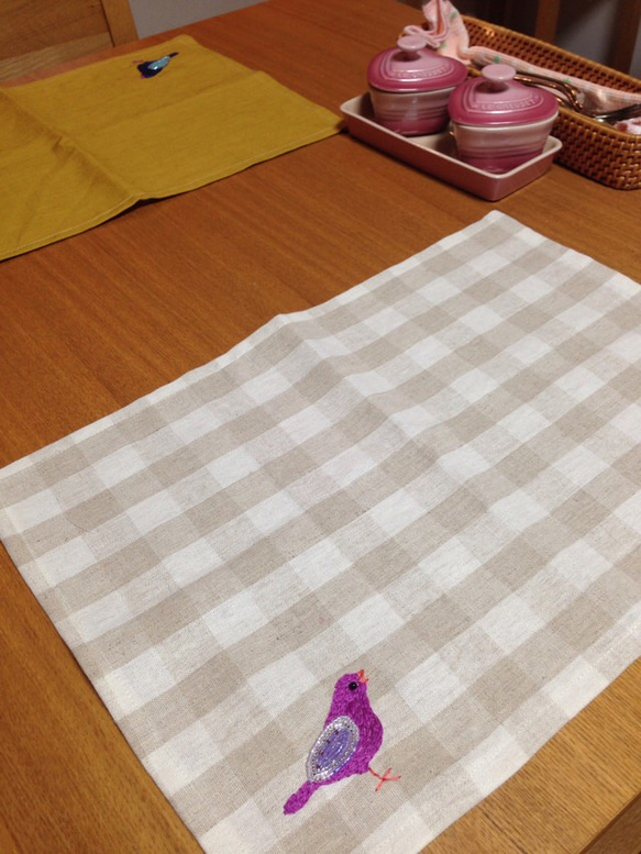 【再販＊受注製作】刺繍のランチョンマット☆ばら 4枚目の画像