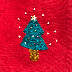 コットンの刺繍ハンカチ☆ホワイトクリスマス 2枚目の画像