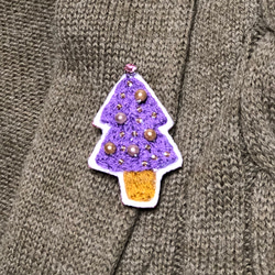 クリスマスリースの刺繍ブローチ 4枚目の画像