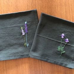 【受注製作】刺繍の大判ハンカチハンカチ☆ラベンダー 3枚目の画像