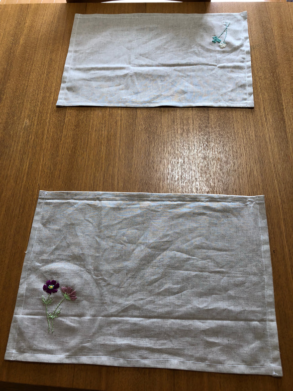 【再販＊受注製作】刺繍のランチョンマット☆ミモザ 4枚目の画像