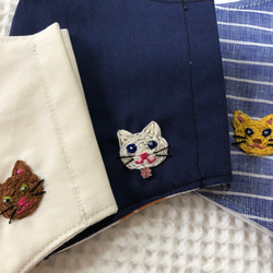 【受注製作】刺繍入り立体マスク☆ねこ 4枚目の画像