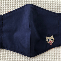 【受注製作】刺繍入り立体マスク☆ねこ 1枚目の画像