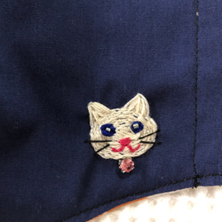 【受注製作】刺繍入り立体マスク☆ねこ 2枚目の画像