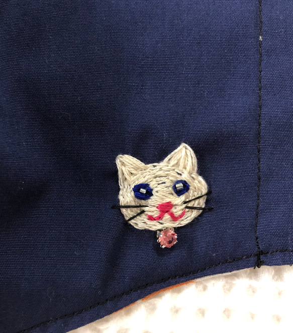 【受注製作】刺繍入り立体マスク☆ねこ 2枚目の画像