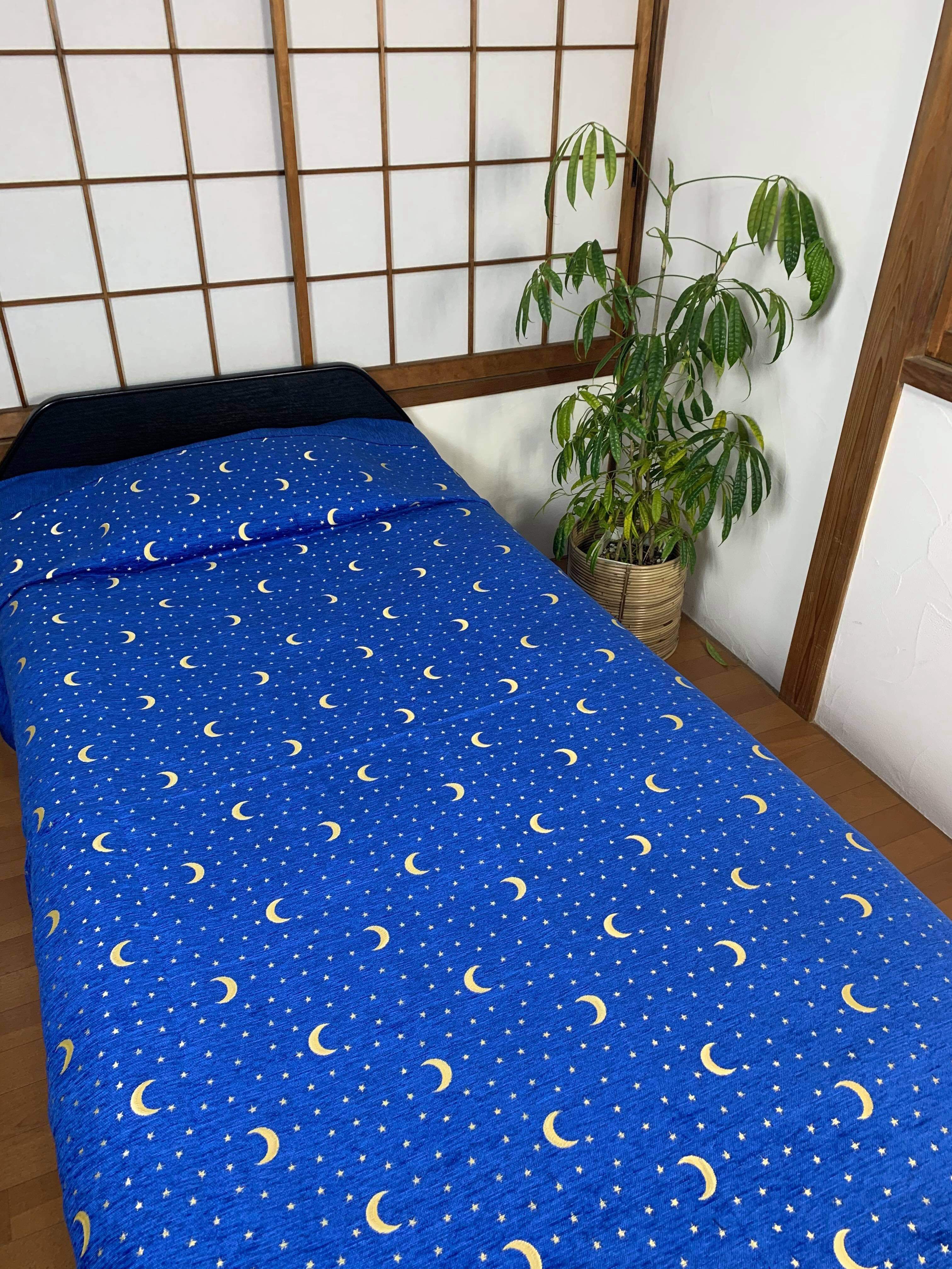 ☆新品☆トルコシュニール織生命の木とチューリップのターコイズブルーのベッドカバー