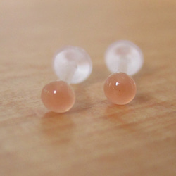 樹脂ポスト【砂金水晶オレンジアベンチュリン 3mm】カボション一粒ピアス 1枚目の画像