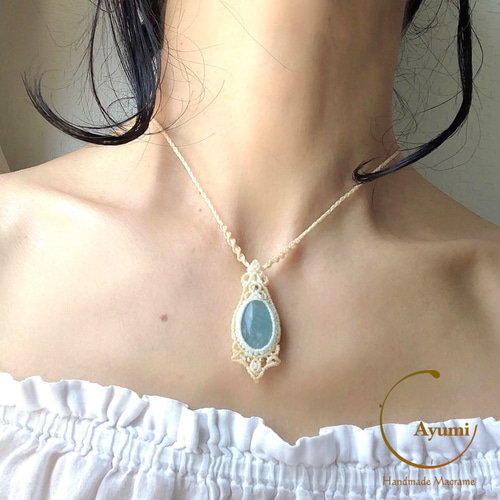 アクアマリン♪天然石マクラメネックレス one ネックレス・ペンダント
