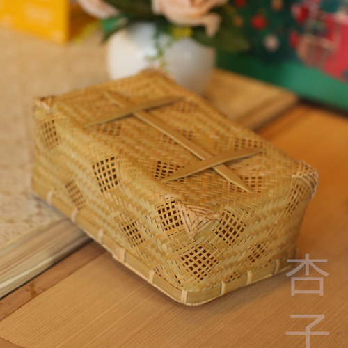 手作り☆竹編製品☆テーブル収納かご*收納盒 *竹籠 かごバッグ