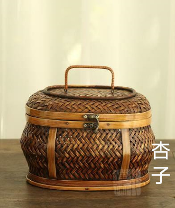 民芸職人手作り 自然竹の編み上げ 茶籠 茶道具収納 便攜（民芸