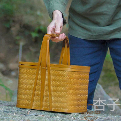 民芸職人手作り 茶道具収納ケース竹編みバッグ ピクニック 取れる 民芸職人手作り 茶道具収納ケース竹編みバッグ ピクニック 取れる