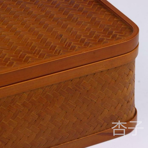 杏子】民芸職人手作り 自然竹の編み上げ 茶籠 茶道具収納 古風 便攜