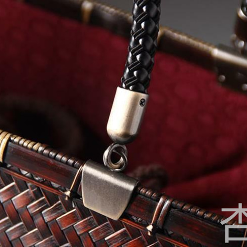 職人手作り 黒竹編みバッグ  小物入れ籠 ハンドバッグ  内布付き 古風 便攜 d401a3e6379d6ca8c52a12598f2a2b