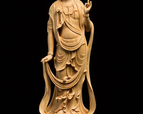 観音菩薩 仏像  木彫り 職人手作り  仏教美術 インテリア 置物平安 仏像 木彫 観音菩薩像 彫刻 杏子の手作り---工房 通販 12807479