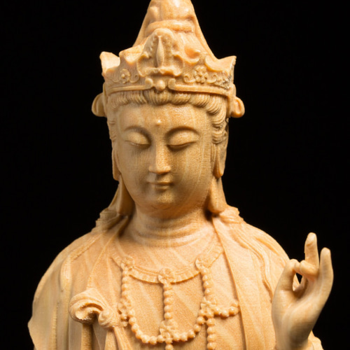 仏像 木彫 観音菩薩像 彫刻 杏子の手作り---工房 通販 12807479