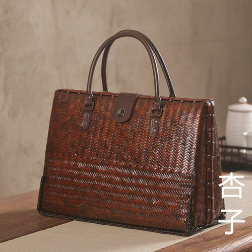 職人手作り 竹編みバッグ ハンドバッグ ビジネスバッグ かごバッグ  