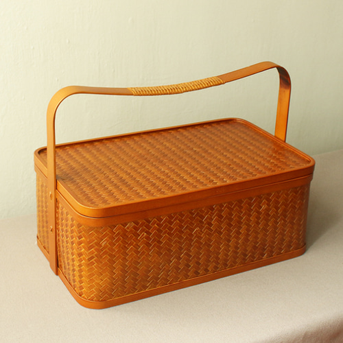 職人手編み☆小物入れ籠☆茶器収納☆茶道具籠☆工芸品☆手作り☆買い物