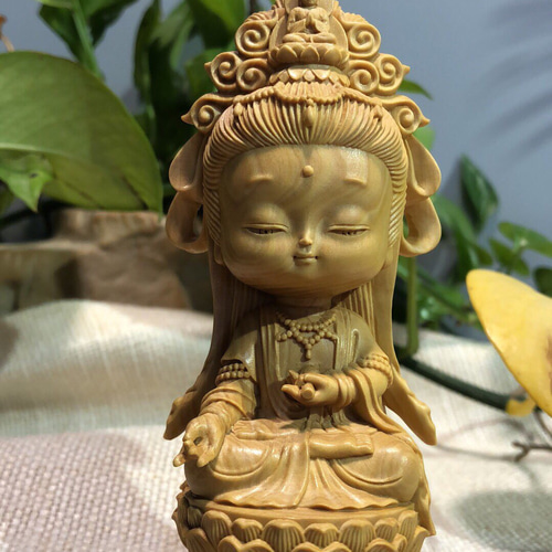 木製仏像 観音像 観音菩薩 高級木彫り 無病息災 風水 祈る 彫刻 杏子の