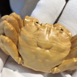 本物そっくり！【蟹　かに　カニ　2匹　繊細彫り細工　木彫　鑑賞・B7】美術工芸 0_53140bb5ecefa9ef46e21800dd78