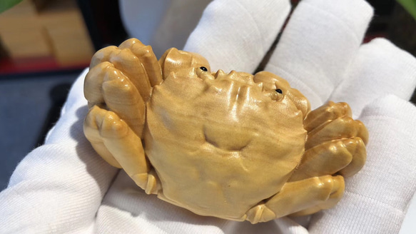 木製 カニ 高級木彫り 精密細工 彫刻 杏子の手作り---工房 通販