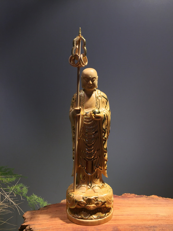 木製仏像 地蔵菩薩 蓮の台座 彫刻仏具 仏教美術品 彫刻 杏子の 木製仏像 地蔵菩薩 蓮の台座 彫刻仏具 仏教美術品 彫刻 杏子の