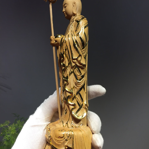 木製仏像 地蔵菩薩 蓮の台座 彫刻仏具 仏教美術品 彫刻 杏子の 木製仏像 地蔵菩薩 蓮の台座 彫刻仏具 仏教美術品 彫刻 杏子の