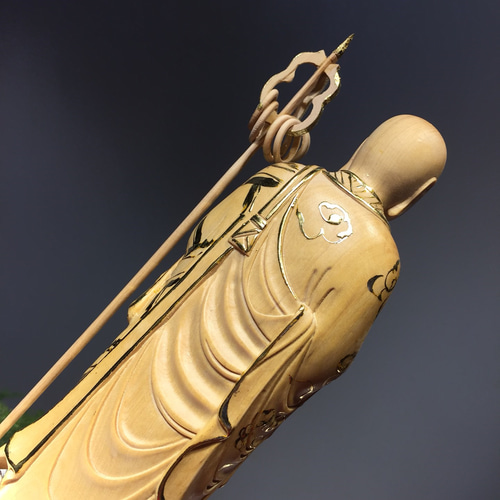 木製仏像 地蔵菩薩 蓮の台座 彫刻仏具 仏教美術品 彫刻 杏子の