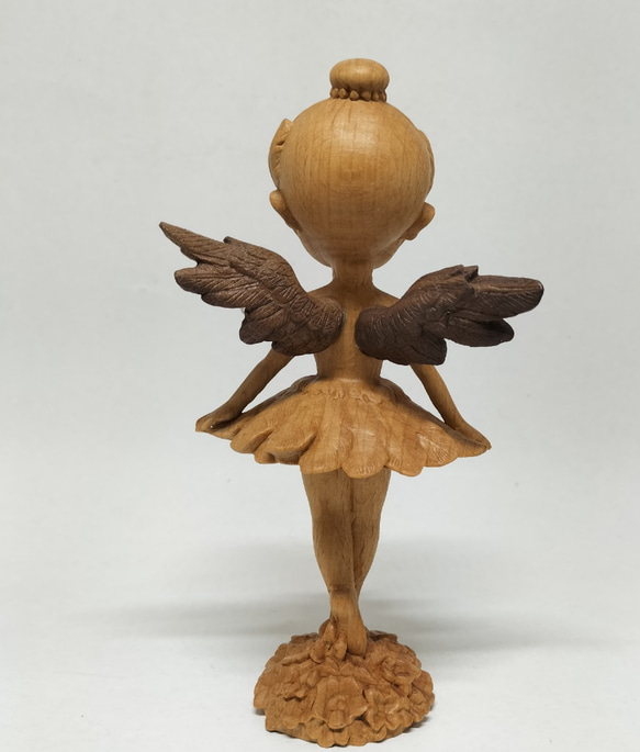極上品 精密細工 木彫動物 彫刻工芸品 天使  飾り置物 精密細工 3枚目の画像