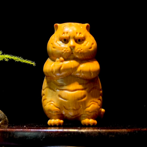 極上品 精密細工 木彫動物 彫刻工芸品 虎 飾り置物 精密細工