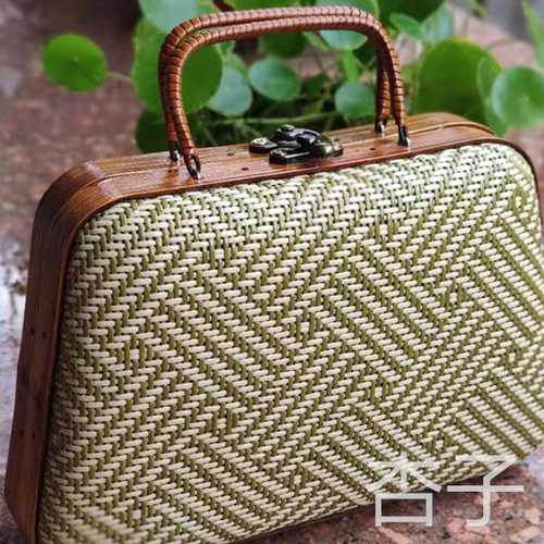 職人手作り 细工竹編みバッグ ハンドバッグ かごバッグ 杏子の手作り  