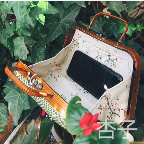 職人手作り 细工竹編みバッグ ハンドバッグ かごバッグ 杏子の手作り  