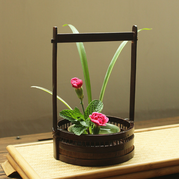 あけび蔓 手編み かごバッグ 花かご 茶道具 和風インテリア 竹かご