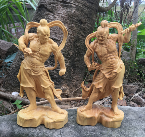 特上彫 大迫力 仁王像（金剛力士） 仏教工芸品 彫刻工芸品 極上
