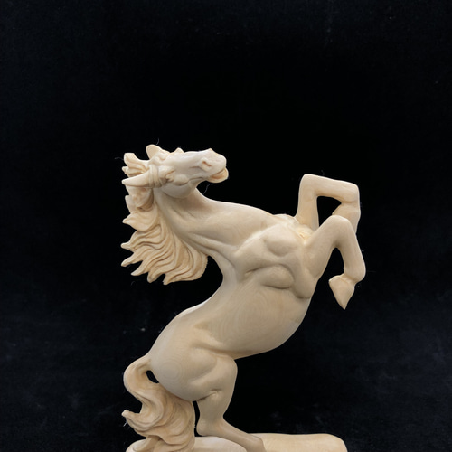 馬 置物 高級天然ツゲ木彫り 美術工芸品 彫刻 飾り物