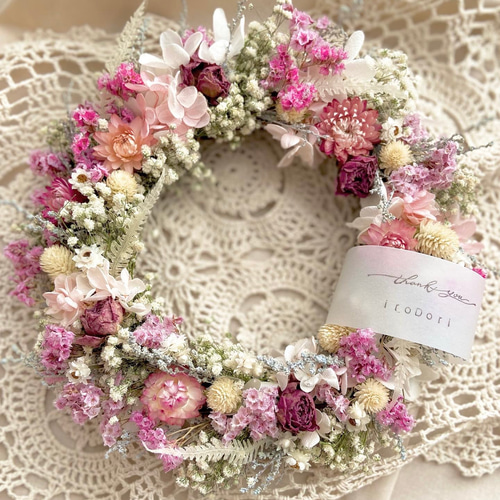 pink wreath＊ ドライフラワー リース ドライフラワー iroDori 通販