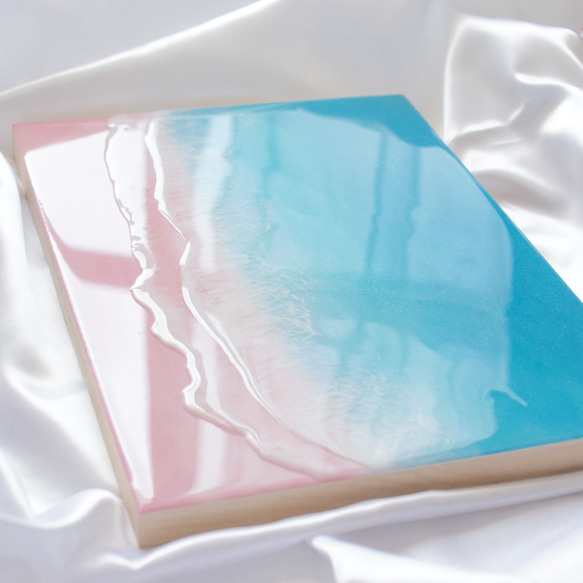 ピンクサンドビーチ 海のアートパネル F4 レジンアート 砂なし 横