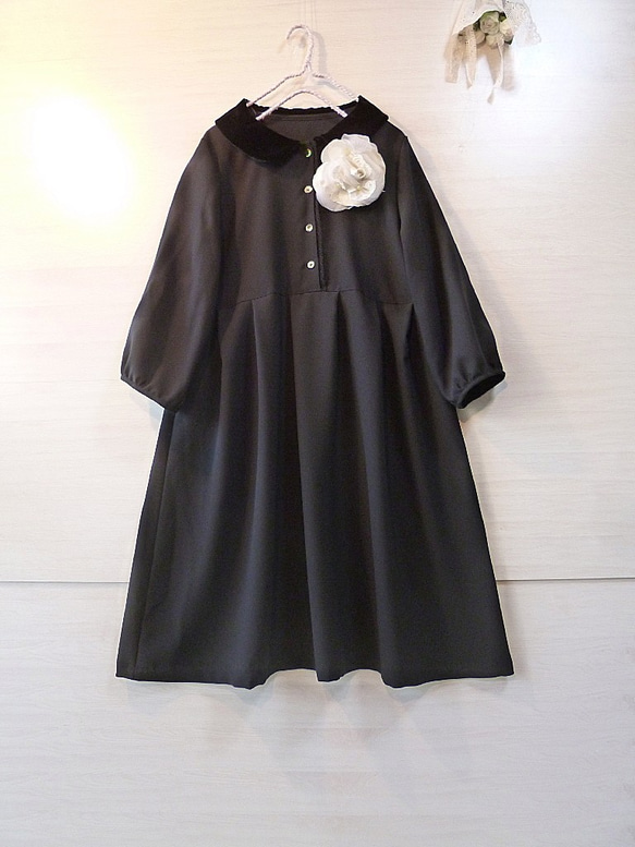 ご予約『Jさまオーダー品』○冠婚葬祭フォーマル○黒色○別珍丸襟 