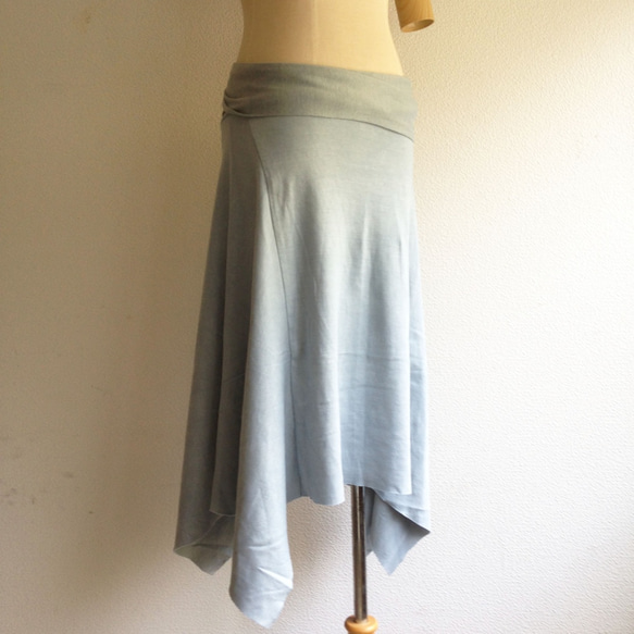 organic cotton Prana skirt　蒼色 1枚目の画像