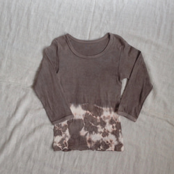 オーガニックコットンkid'sTシャツ １００サイズ　べんがら染め土の色 1枚目の画像