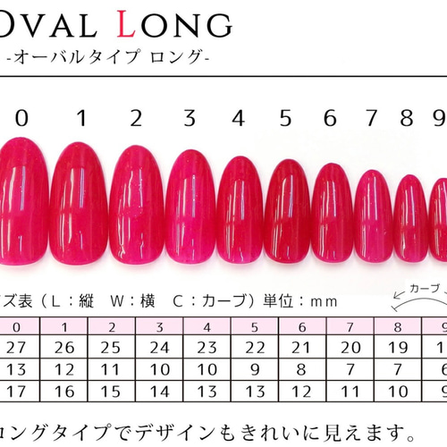 ネイルチップカラー表 チップサイズ表♡サイズオーダー方法 ネイルチップ（つけ爪