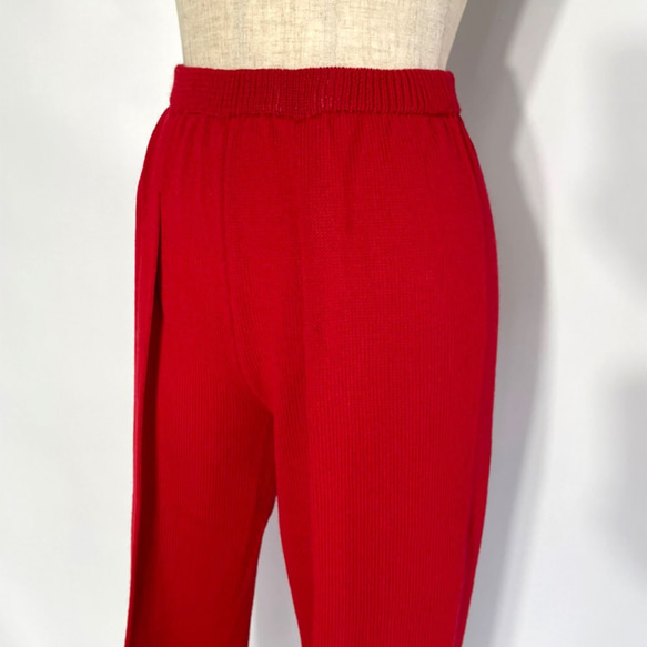 ニット スリムパンツ レッド　102 TAPERED SLACKS RED 5枚目の画像