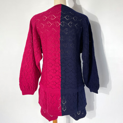 ニット　バイカラートップス　ヘアバンド付き　119 BICOLOR TUNIC ROSE/NAVY 7枚目の画像