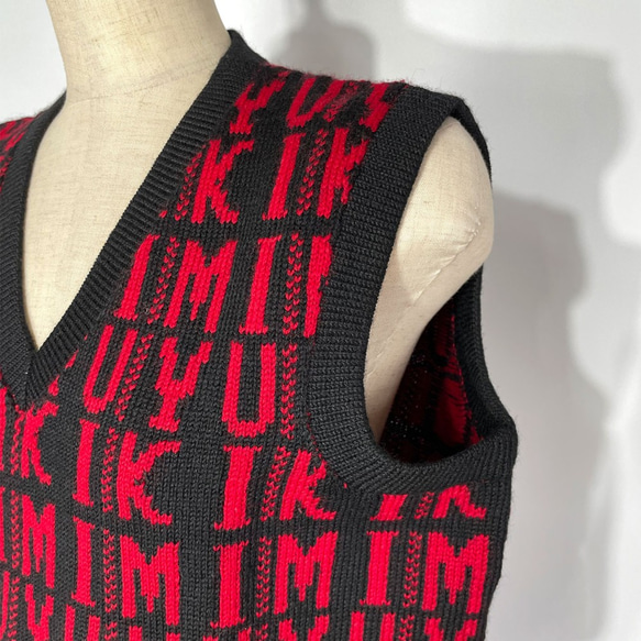 ニット ベスト レッド ロゴ　168 MYK VEST RED 7枚目の画像