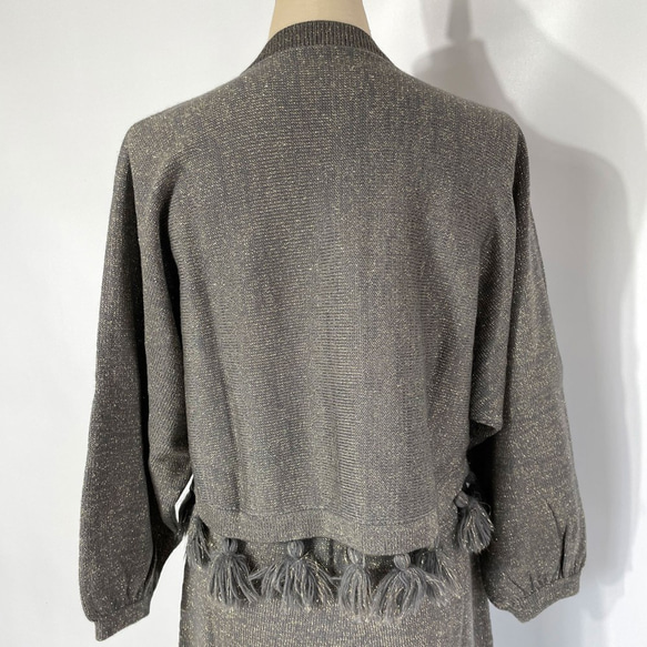 ニット フリンジ カーディガン　159 FRINGE CARDIGAN GRAY 5枚目の画像