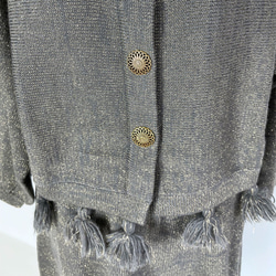 ニット フリンジ カーディガン　159 FRINGE CARDIGAN GRAY 6枚目の画像