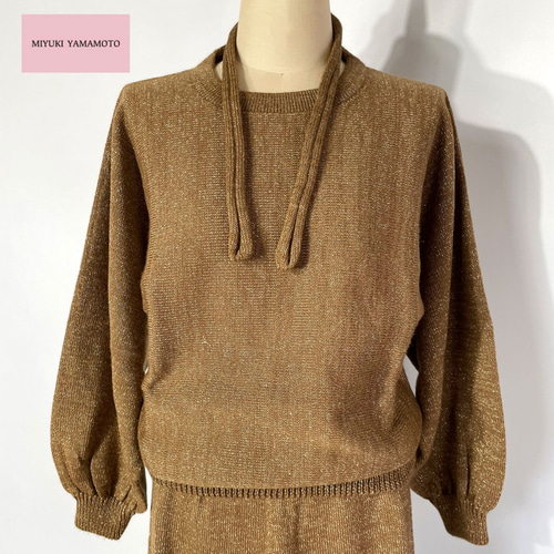 ニット ラメトップス ブラウン 163 GLITTER TOPS BROWN ニット